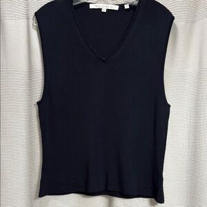 Max Studio Black Ribbed‎ Shell Tank top SZ XL VTG basic layer slinky work travel